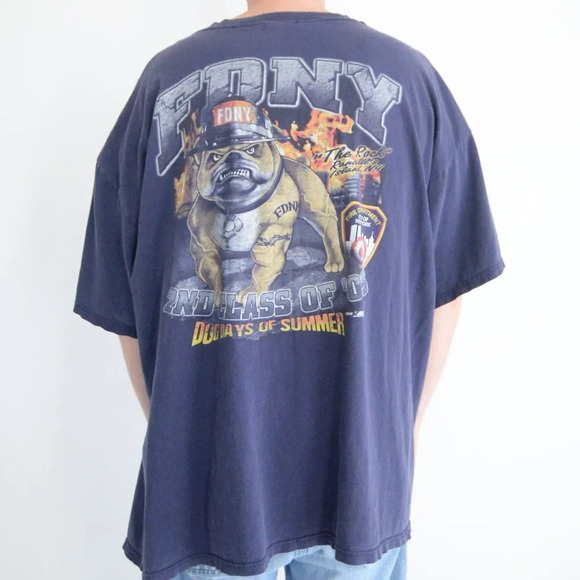 Vintage 03' Delta  Pro Weight Navy FDNY 2nd Class The Rock Back Bully Hit 3XL - Picture 1 of 10